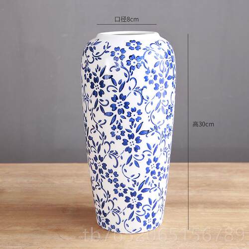 正品景德镇花饰品瓶陶瓷摆客花厅插花新中式轻奢装饰花器覆古手工