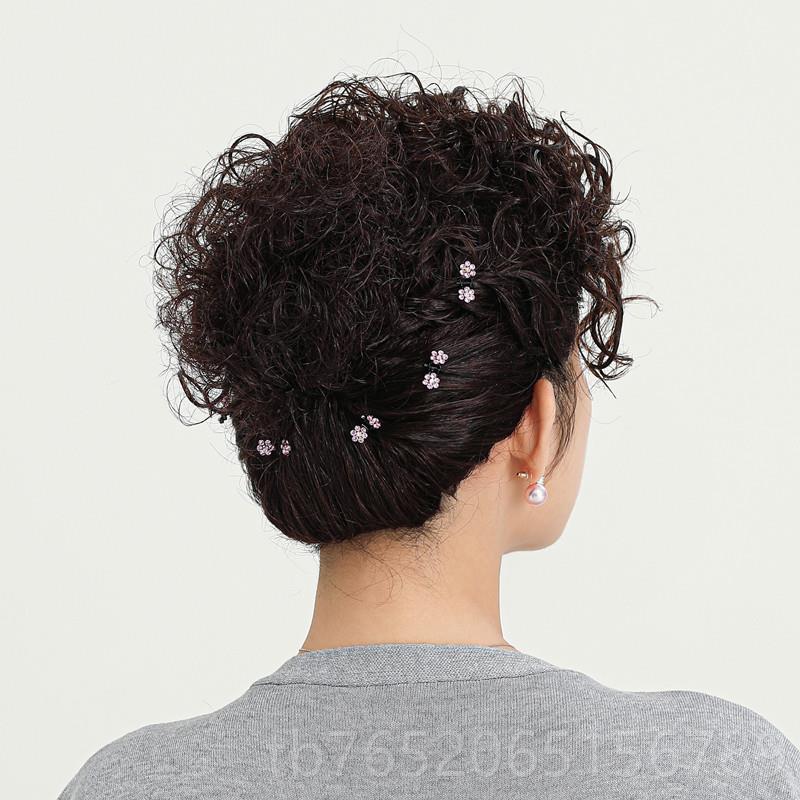 正品款时尚中老年盘发假发真人发丝旗袍音同新盘娘头苞卷发发抖套