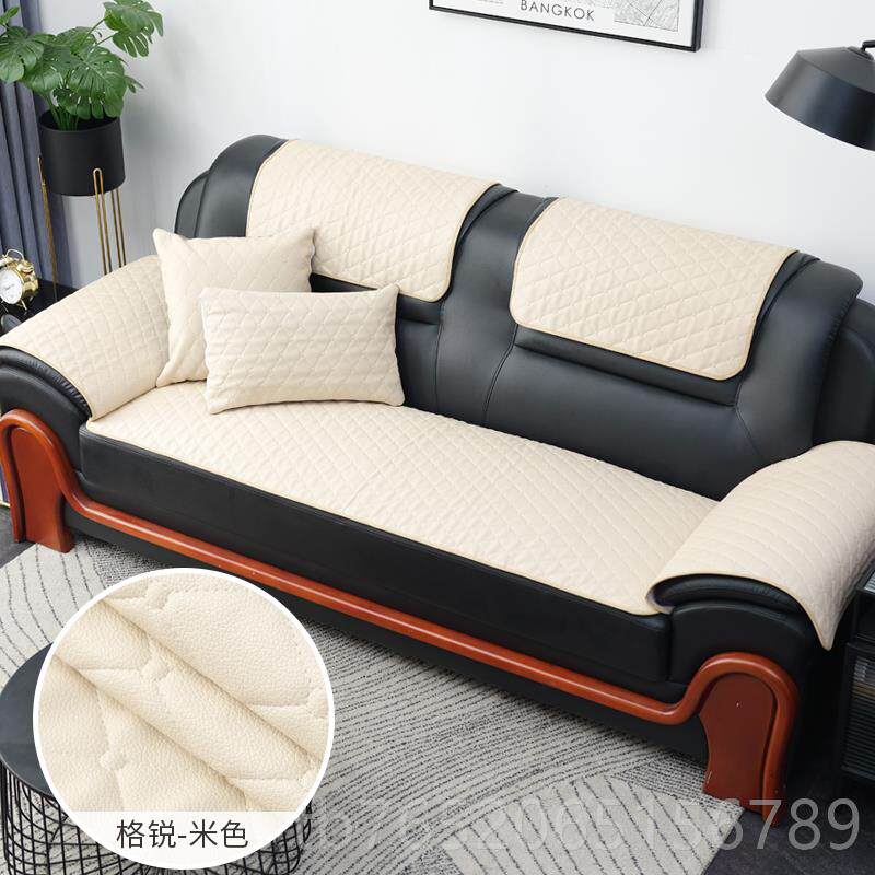 正品皮真罩沙发防滑沙发垫夏季办室商务专用皮质坐垫套扶手垫子黑