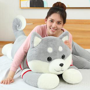 正品柴犬公仔长条抱枕爱狗狗毛玩具玩偶超可萌女床抱着睡上觉布绒