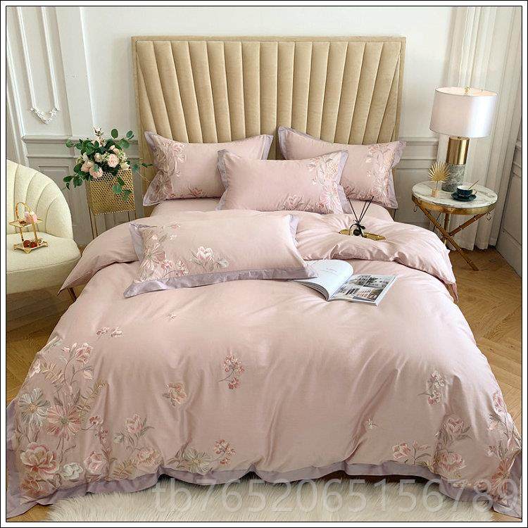 正品婚庆家用床上全棉四件纯棉结刺绣花被套床单式豆朵沙色柔软套,床上用品,床品套件/四件套/多件套,淘宝优惠券,粉丝福利购,淘宝优惠卷