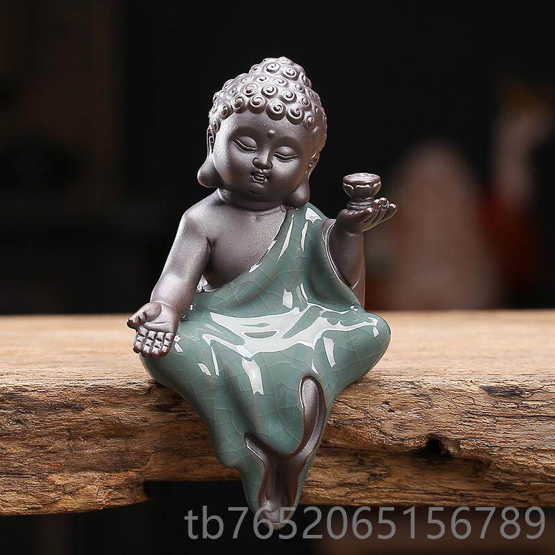 正品窑开陶瓷人物小如来园观音佛像摆件 家哥居博古架艺片装饰品