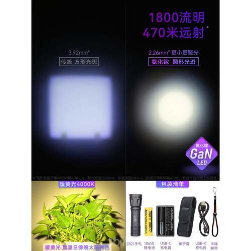 正品在路上Z821变户焦强光手电筒小迷你可焦充电调远射外超亮手电