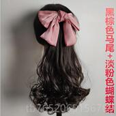 波马尾绑 马尾假发女蝴蝶结网长卷发插梳自然卷红水纹抓式 正品 新款