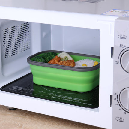 圆形彩色饭盒1000ml长方形食品级轻便携折叠微波炉可用加热饭盒