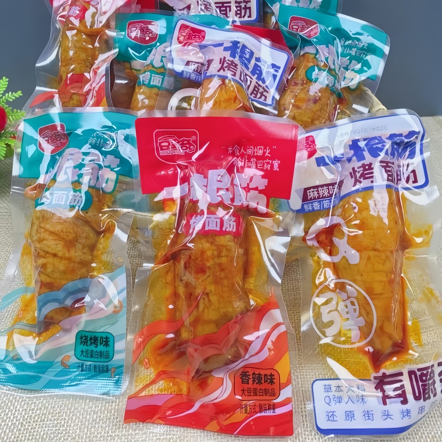 烤面筋一根筋麻辣烧烤味香辣豆干网红小零食小袋包装开袋即食批发 - 封面