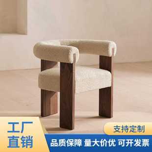 新中式 民宿餐厅原木色靠背椅 现代简约实木餐椅 酒店会所休闲椅