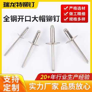 大帽铆钉供应开口型拉钉圆头全钢铝合金镀锌厢货车开口大帽铆钉