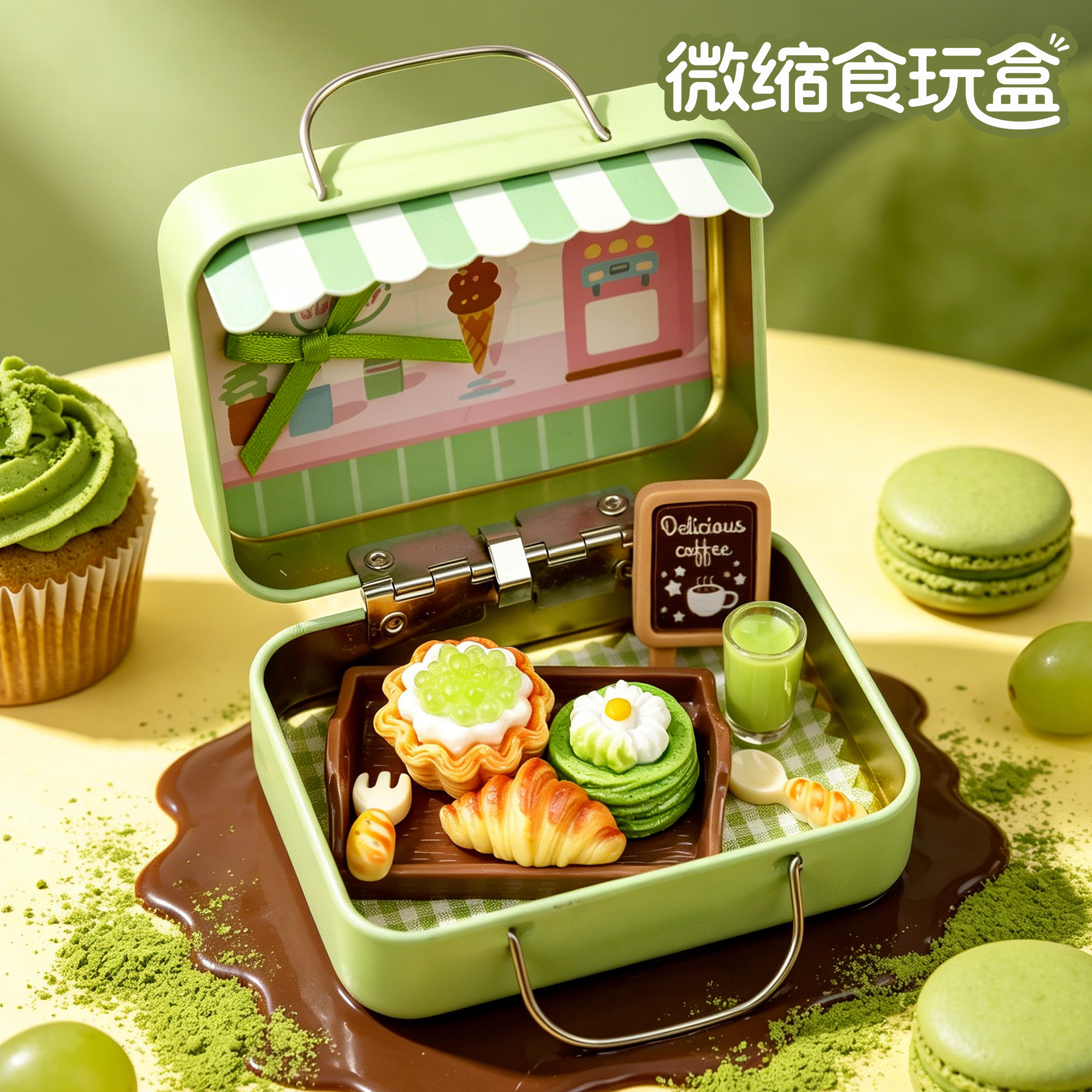 迷你仿真夏日甜品烘焙屋微缩盒便当盒微缩食物模型食玩摆件玩具