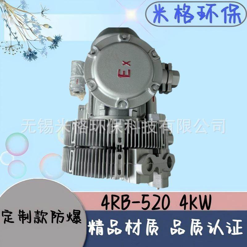 污水处理曝气用4RB防爆款三叶轮气环式漩涡高压风机工业真空吸附