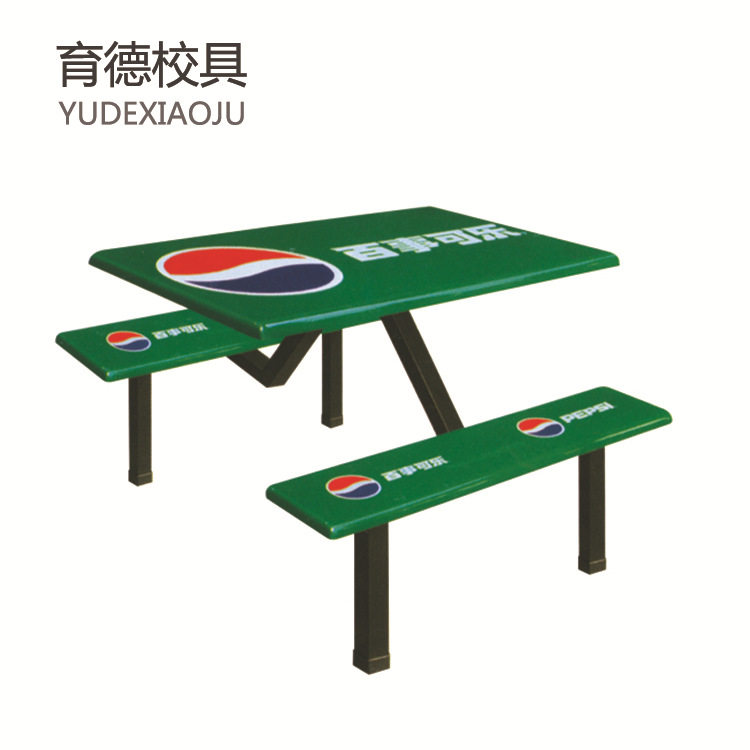 批发员工食堂条形餐桌连体快餐桌椅组合户外玻璃钢学生餐桌椅家具