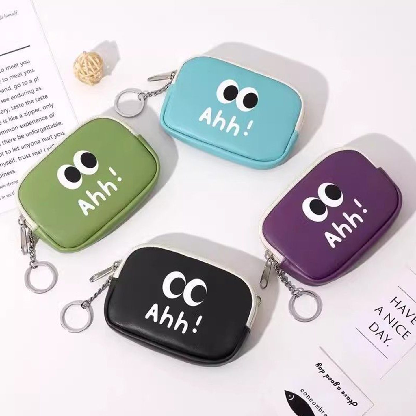 可爱小众大眼睛零钱包女生卡通小钱包拉链收纳证件包多功能钥匙包