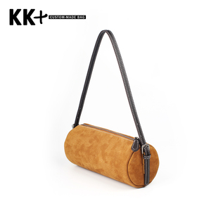 2025新款头层牛皮圆筒包女包笔筒包小众设计单肩斜挎包真皮手提包