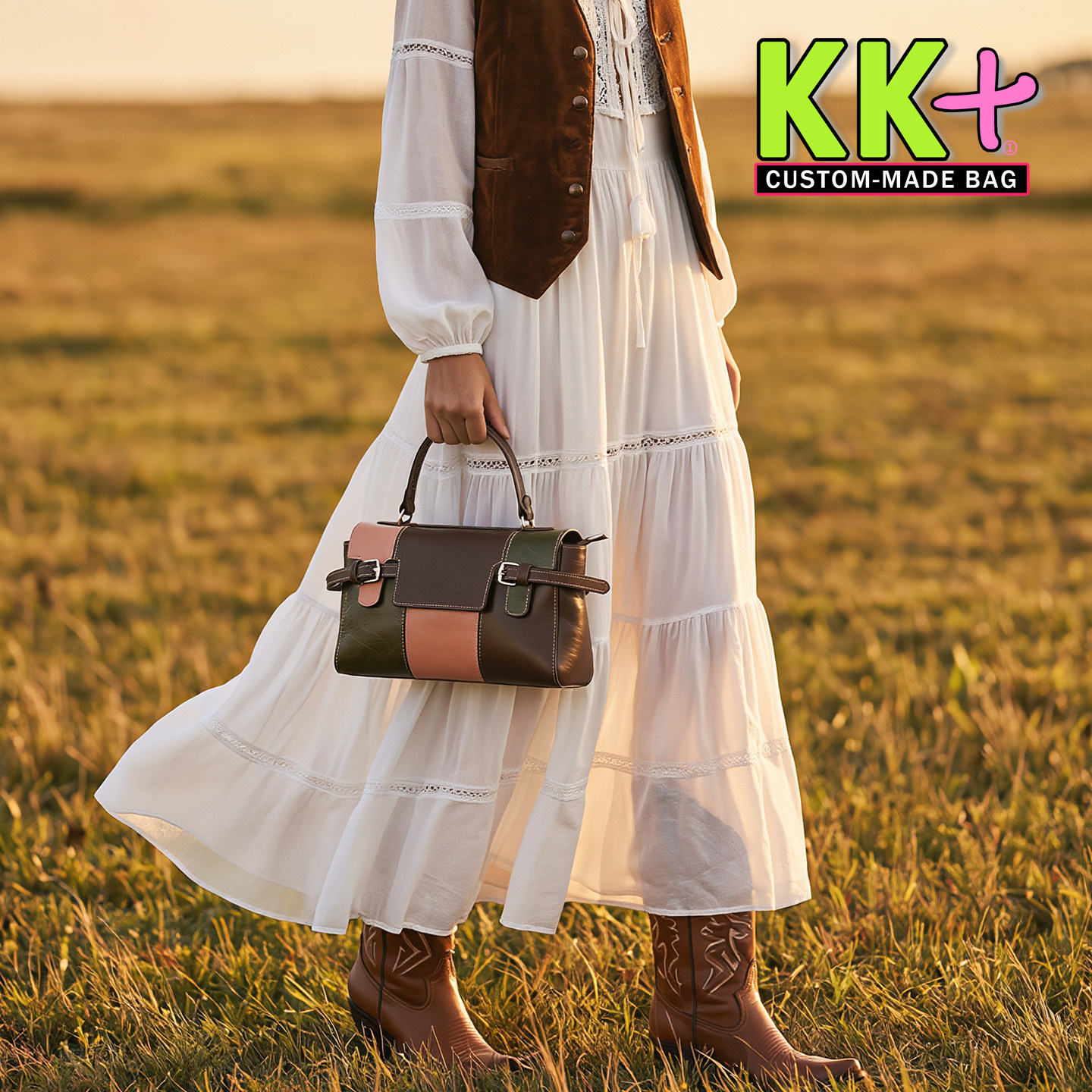 2026新款头层牛皮拼接色手提包女包单肩斜挎真皮包袋复古简约包包