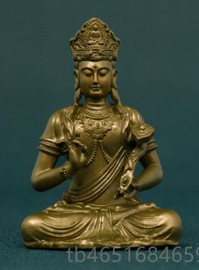 高档简行文殊普贤佛像普贤菩兔萨摆件黄像雕像修随身佛生肖属本命