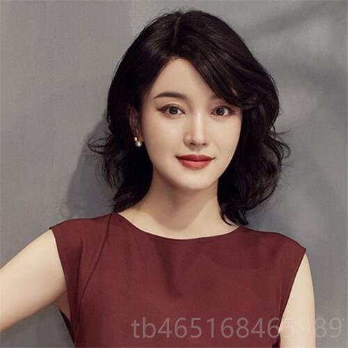 高档发假发女中长223年时尚新款真发网长卷发锁骨红短发0自然全头