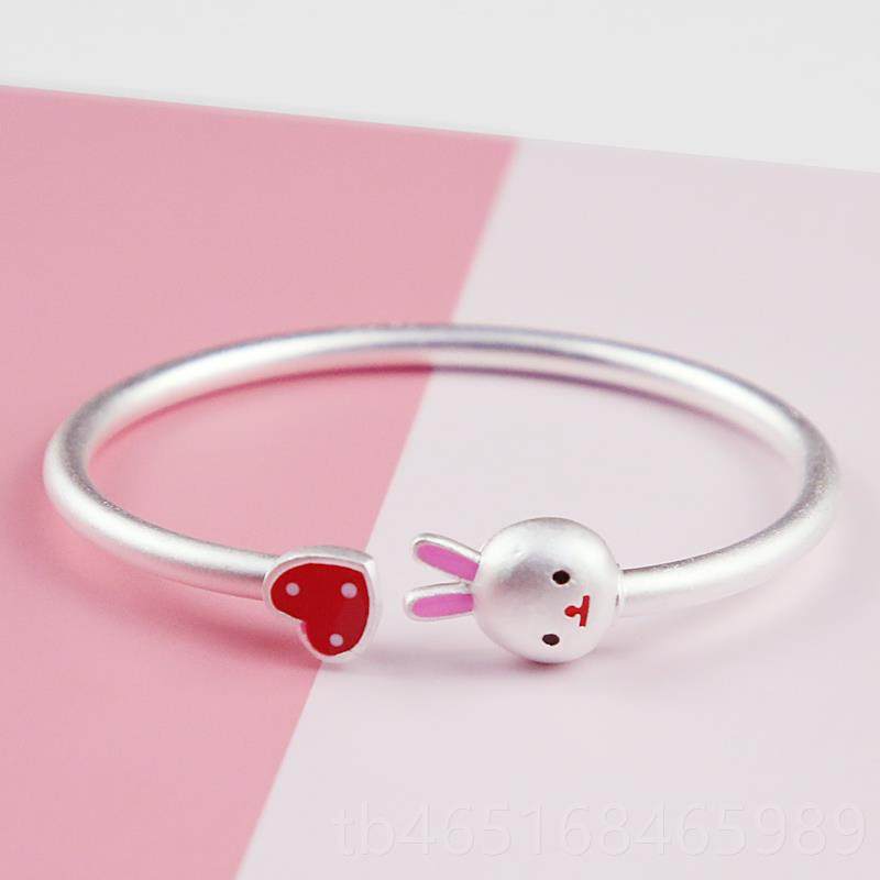 高档生足银手镯女亲子款肖小兔子粉色滴红胶可爱镯纯银子礼物包邮,饰品/流行首饰/时尚饰品新,手镯,淘宝优惠券,粉丝福利购,淘宝优惠卷