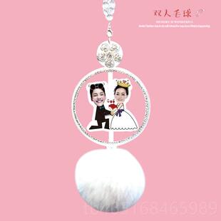高档汽车摆挂件内吊饰车载饰品diy照片定制韩国水晶挂饰吊车坠高