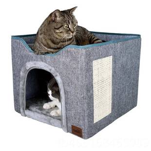 高档猫窝冬季 猫咪 保可暖全封闭式 大号双层拆洗垫子折叠房四通用季