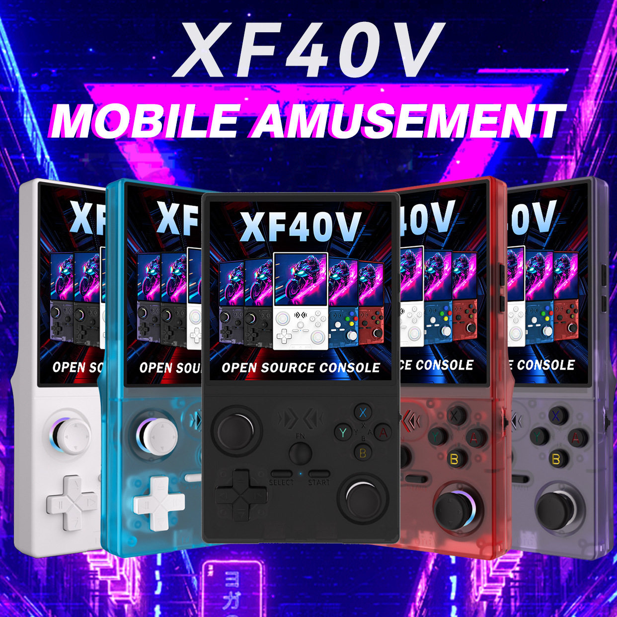 跨境新款XF40V开源掌上游戏机GBA街机经典FC街机PSP私模研发