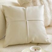 高档蔓越家 ins风抽象抱抱枕枕套欧PU皮面沙发枕腰靠北垫床头靠含