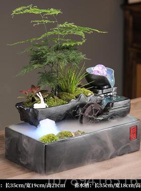 高档业招流水摆环件水循风水财客厅创意家居加湿器水晶球装饰品开