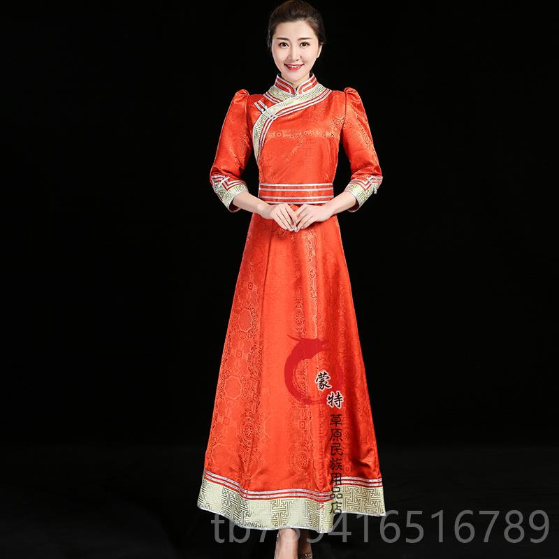 高档内蒙古少民族数服装女士蒙古舞蹈风演出袍服工作服伴娘礼仪日