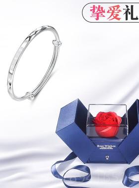 高档幸运99物9足银手镯女士纯友银年轻款链92024情人节礼送女简约