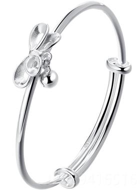 高档clet珂里蝴蝶结轻银手镯c女纯9银年款99足银镯子实心银饰生日