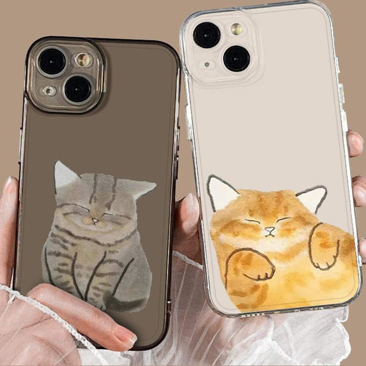 iPhone16情侣瞌睡猫咪OPPOReno14适用红米TURBO4卡通苹果15透明软13promax手机壳小米CIVI4PRO可爱华为mate70