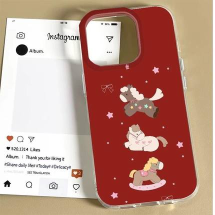 13ProMax手机壳硬OPPOReno14适用ins风15PLUS星星小马iPhone16苹果17大孔VIVOS50创意OPPOFindx9新款一加ACE6