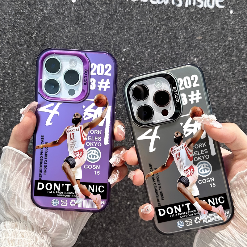 iPhone14彩银NBA詹姆斯哈登手机壳硬苹果16创意15plus高级感一加13适用12ProMax小众华为Mate60ins风VIVOx90s