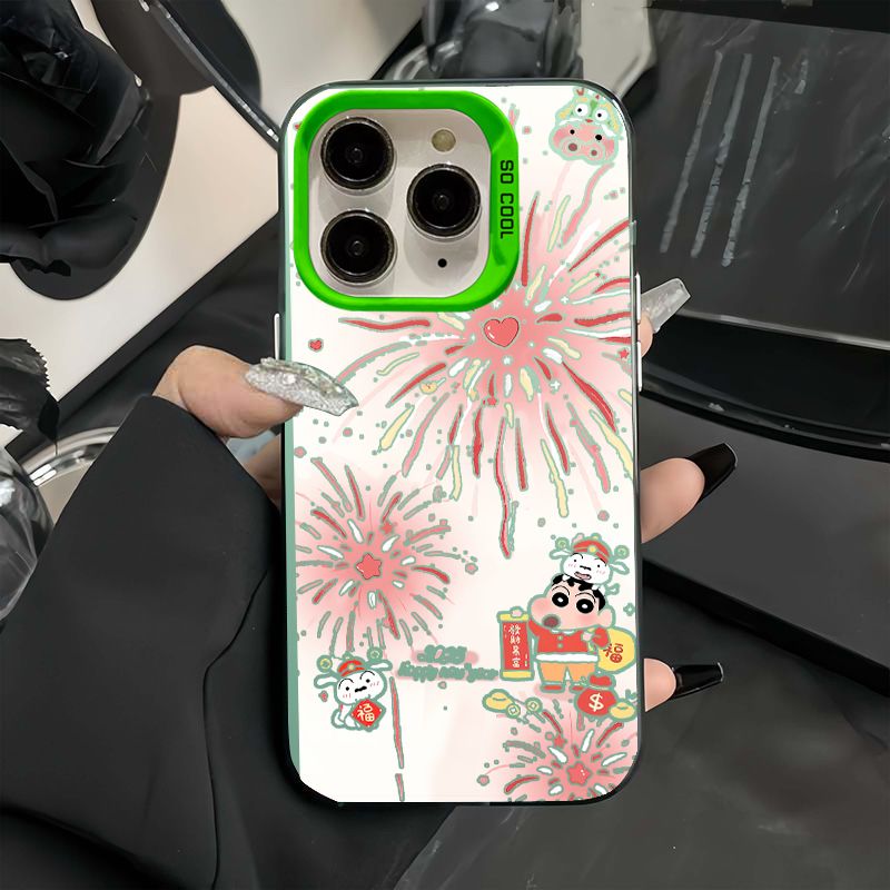 烟花小白小新15PLUS硬13ProMax小清新12苹果14红米k80Ultra创意适用iPhone16小米17手机壳彩银ins风OPPOA6PRO