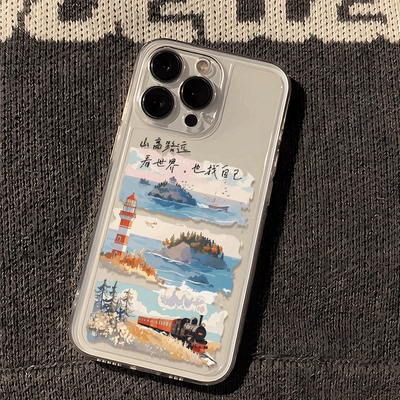 OPPOfindx8适用红米note14透明软iPhone16手机壳13promax创意山高路远小米15Ultra小众苹果12pm个性iQOOneo10