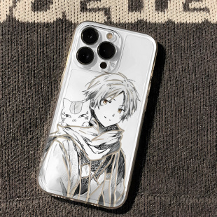 线稿夏目友人帐iPhone16E苹果15适用ProMax手机壳透明软12红米TURBO4PRO卡通IQOO13华为Nova14创意VIVOS30PRO