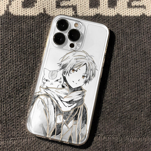 线稿夏目友人帐iPhone16E苹果15适用ProMax手机壳透明软12红米TURBO4PRO卡通IQOO13华为Nova14创意VIVOS30PRO