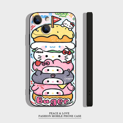 OPPOFINDX9苹果16卡通14PLUS适用华为NOVA13软iPhone17创意12ProMax手机壳VIVOS50汉堡kt猫可爱红米NOTE15PRO