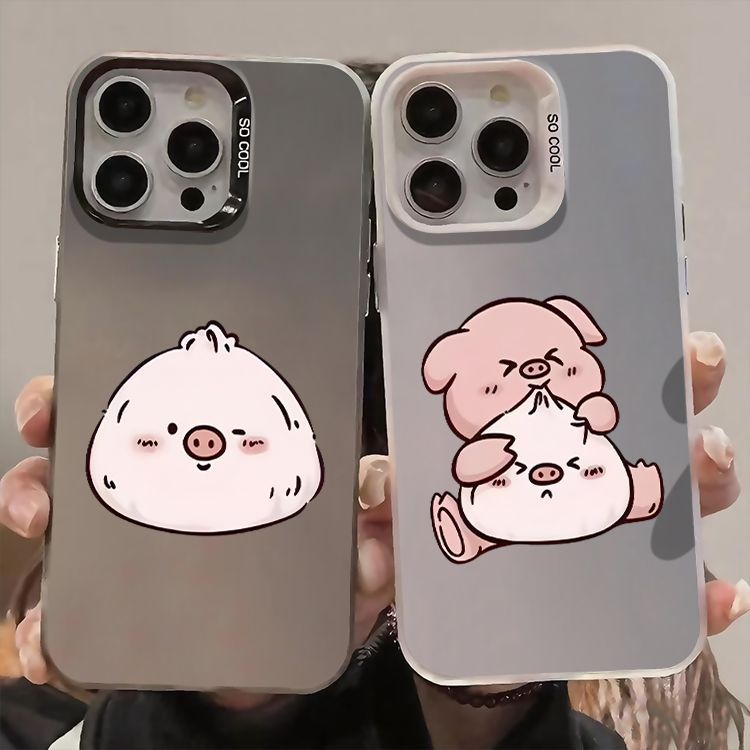 小猪包子情侣iPhone13苹果12可爱小米15彩银17硬VIVOS50PROMINI卡通适用16PLUS高级感14ProMax手机壳真我NEO8