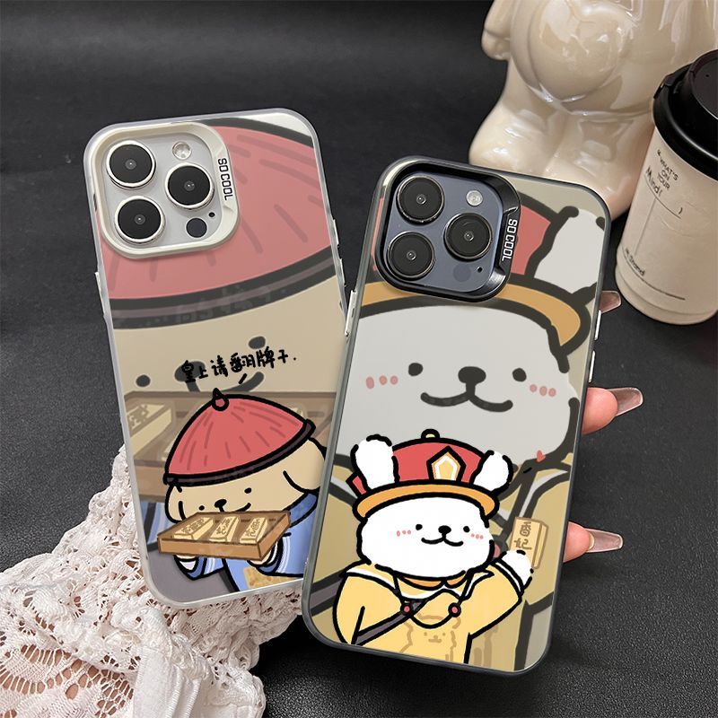 小米15Ultra卡通真我gt7彩银iPhone16e适用苹果12promax硬iQOO13皇帝侍卫情侣小狗荣耀GTPRO手机壳OPPOReno14