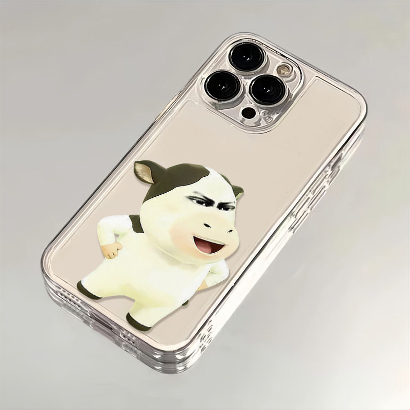 iPhone17苹果14创意一加15T透明软13ProMax小众oppok12适用16PLUS卡通手机壳荣耀X70I抽象叉腰草地牛VIVOX300