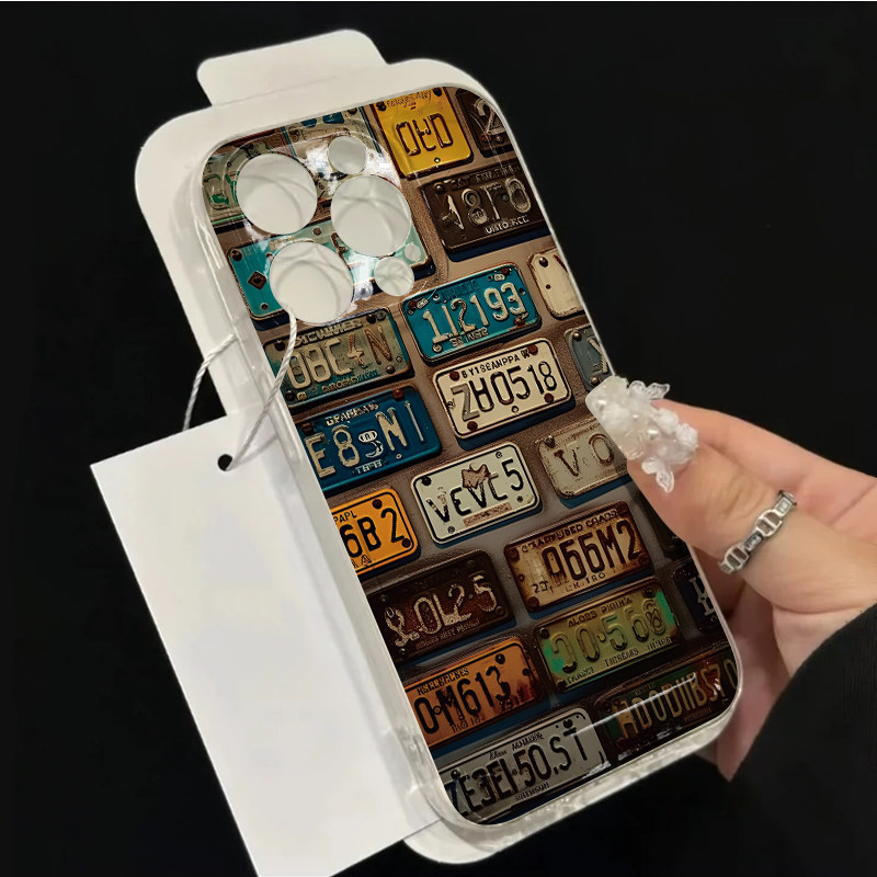 满屏复古车牌号真我NEO7苹果13软华为NOVA15适用16PLUS个性透明iPhone12手机壳17ProMax潮酷14p红米TURBO5MAX