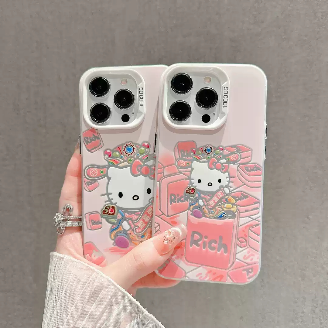 iPhone13彩银14ProMax手机壳硬苹果16适用iQOO12少女心15plus高颜值草莓熊华为Mate60可爱红米TURBO4卡通x200