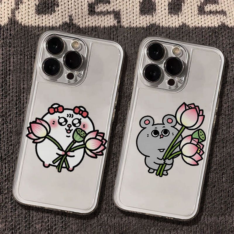 手机壳软iPhone14情侣荷花美叽大鼠VIVOx300可爱适用16PLUS苹果17一加ACE6透明OPPOReno15卡通红米K90ProMax