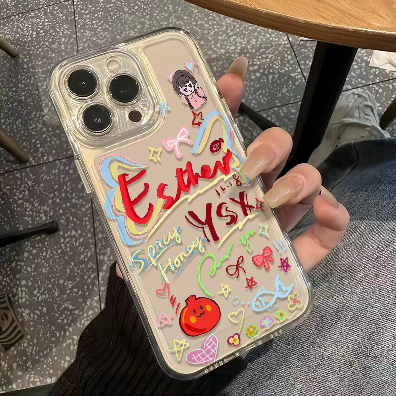 手机壳ins风16ProMax小众OPPOReno14透明软苹果12虞书欣周边涂鸦15PLUS荣耀Magic7适用iPhone13创意VIVOX200S
