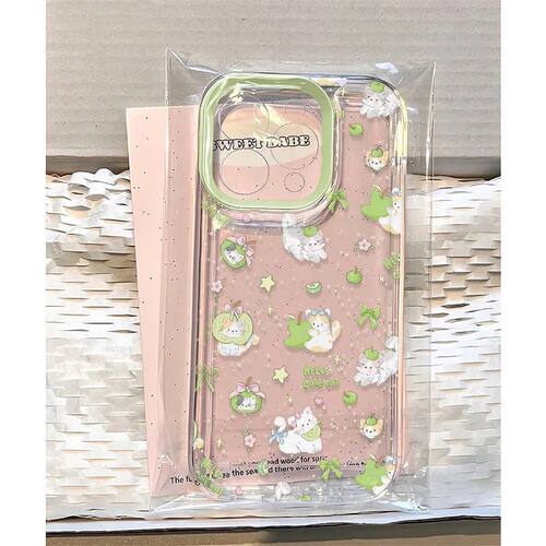 OPPOReno14可爱红米TURBO4ins风小米15Ultra青苹果猫咪13promax手机壳红米K80透明软iPhone16适用12小清新s20