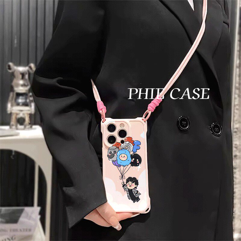 卡通iPhone17四角开孔透明苹果16斜挎手腕挂绳14plus13ProMax适用气球陈奕迅防摔iQOO15手机壳软12荣耀Magic8