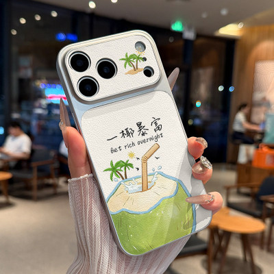苹果14Pro创意适用17Air新款iPhone16大视窗ins风13ProMax手机壳小众15plus一椰暴富