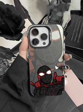 一加ACE6趣味蜘蛛侠苹果16彩银创意15plus手机壳硬iPhone13高级感华为NOVA14适用12ProMax个性VIVOX300小米17