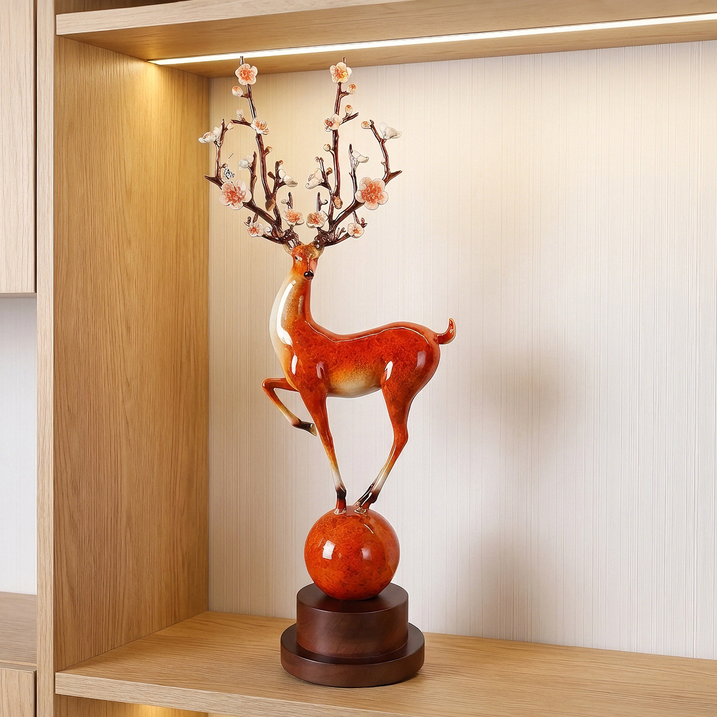 一路升华梅花鹿纯铜摆件中式家居客厅酒柜玄关桌面装饰品乔迁礼品