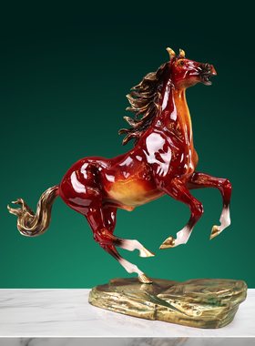 纯黄铜马饰品立功家庭入口酒柜办公室桌面装饰业务乔迁礼品